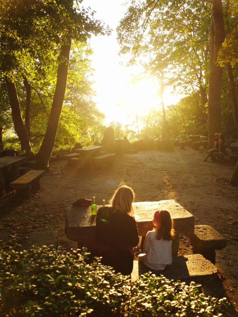 Pique-nique en famille avec coucher de soleil : c'est royal !