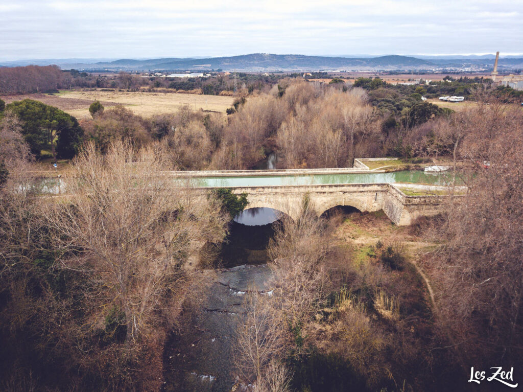 Le Pont-Canal de la Cesse vue du ciel