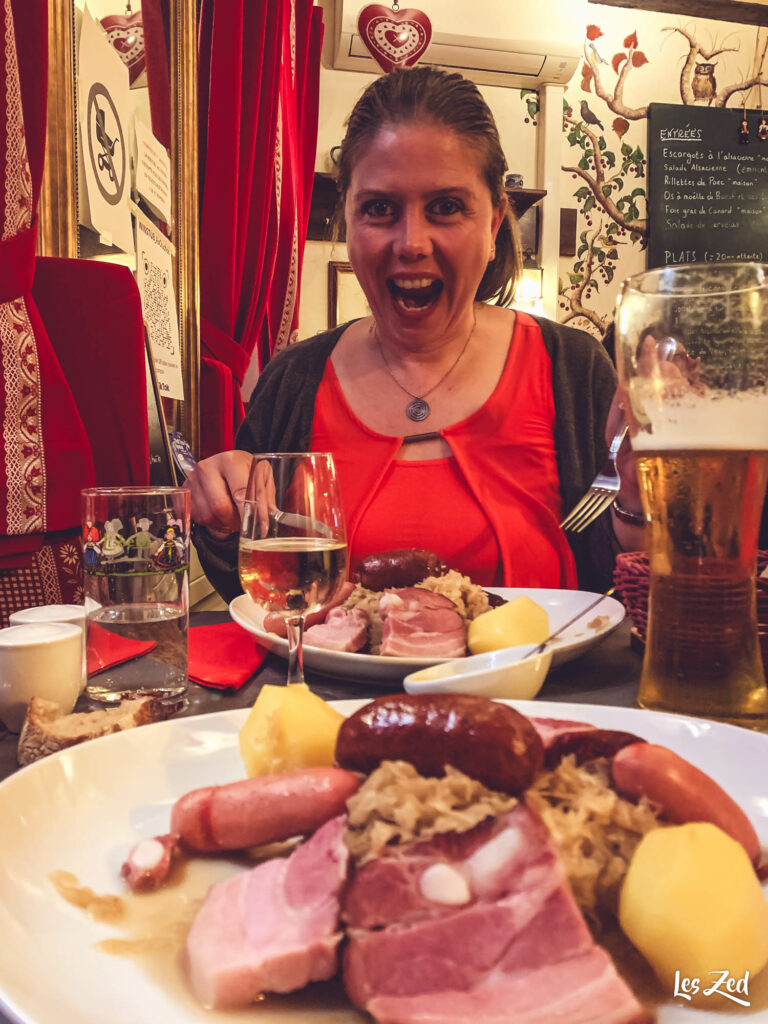 Strasbourg en famille restaurant Au Cruchon choucroute Clem